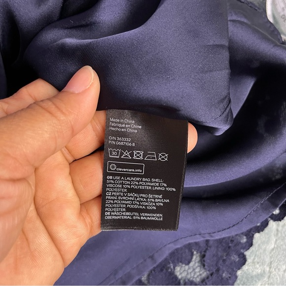 New!! H&M Short Sleeve Lace Midi Dark Blue Dress Size 6 - Picture 13 of 13